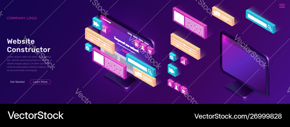 Website constructor isometric concept Website constructor isometric concept vector image