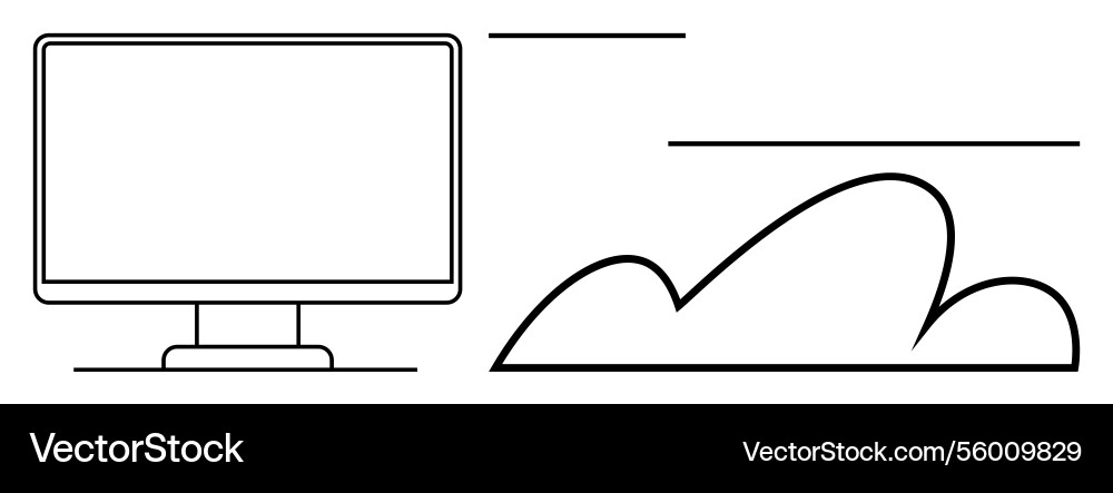 Computer monitor linked to cloud storage Vector Image