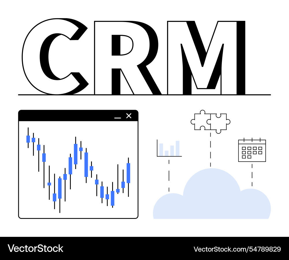 Crm integration concept with charts cloud storage vector image