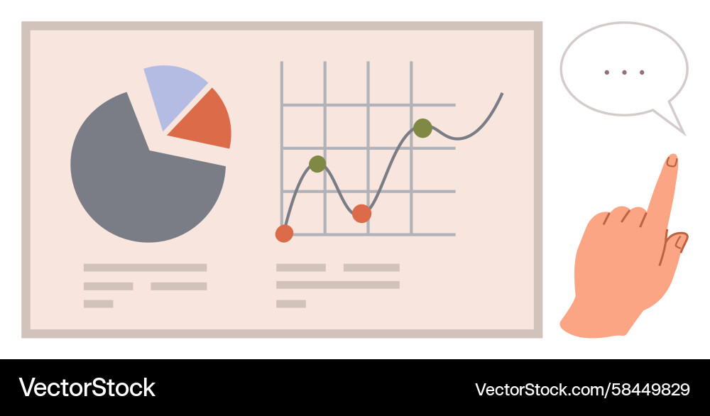 Data Analysis: Pie Chart & Line Graph Vector Image