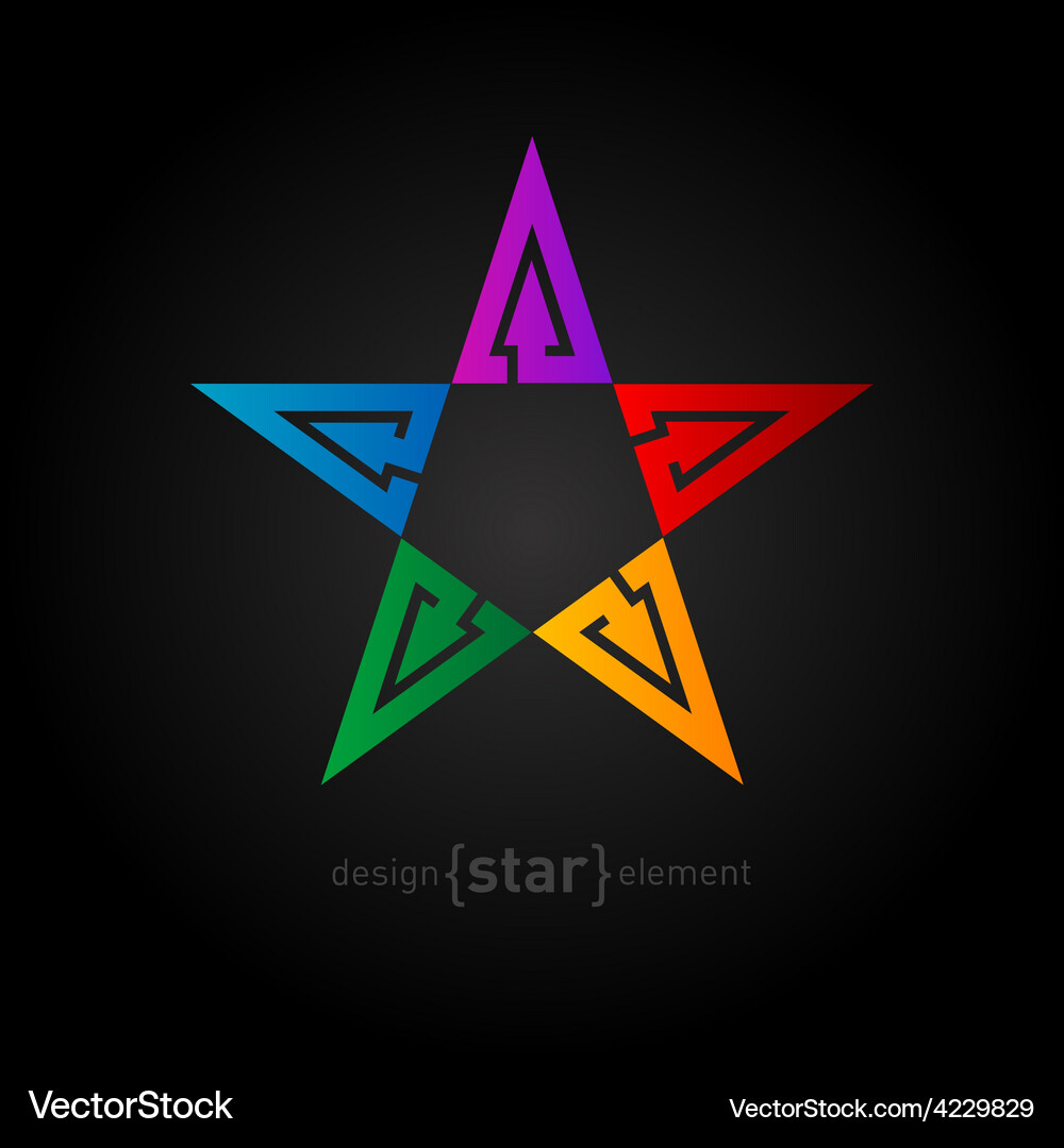 Rainbow star abstract design element with arrows Vector Image