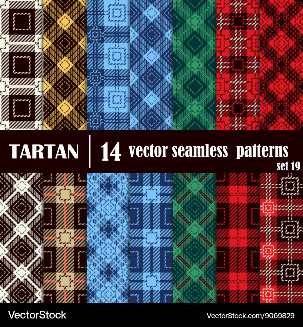 Set tartan seamless pattern in different colors vector image