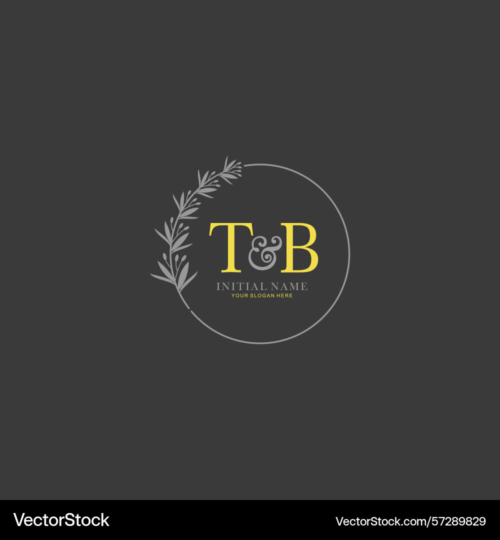 Tb initial logo templates with botanical elements Vector Image