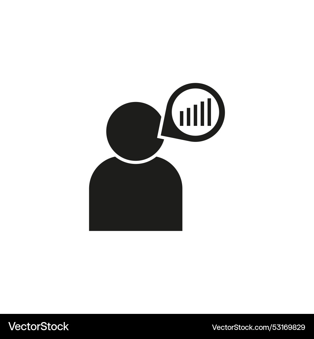 User with chart icon data analysis symbol vector image