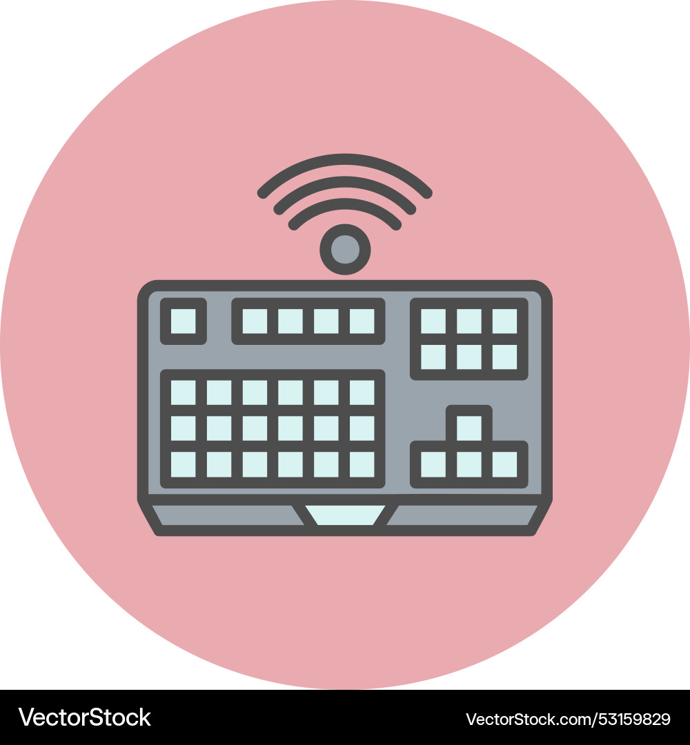Wireless keyboard line filled circle icon Vector Image