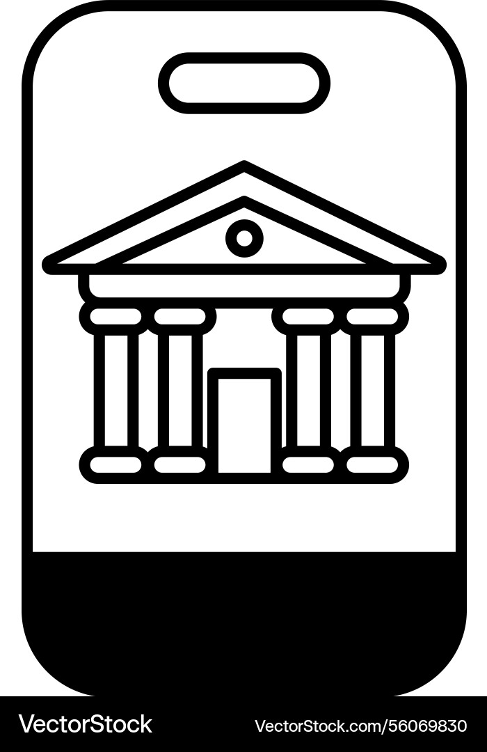 A building with columns is shown on phone screen A building with columns is shown on phone screen vector image