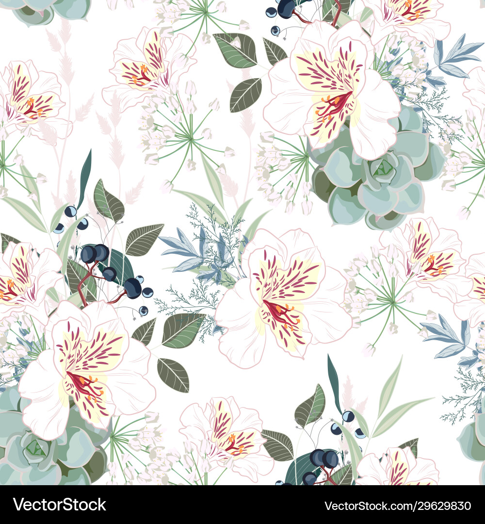 Alstroemeria Floral Pattern vector image