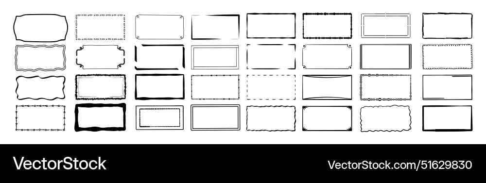 Big set of simple frames doodle different Big set of simple frames doodle different vector image