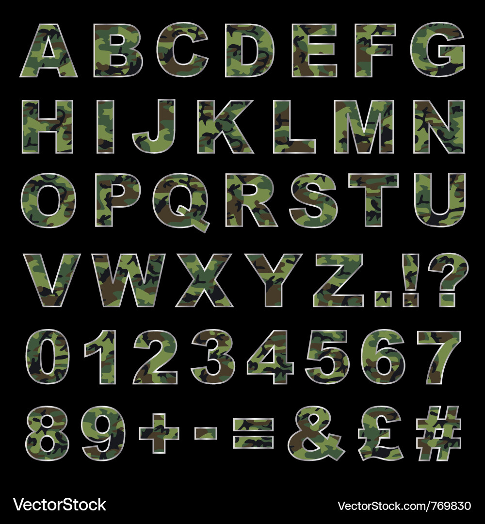 Camouflage Alphabet Pattern Vector Image