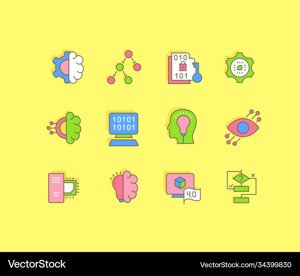 Einfache Linie Icons Computerwissenschaft einstellen Einfache Linie Icons Computerwissenschaft einstellen vektorbild
