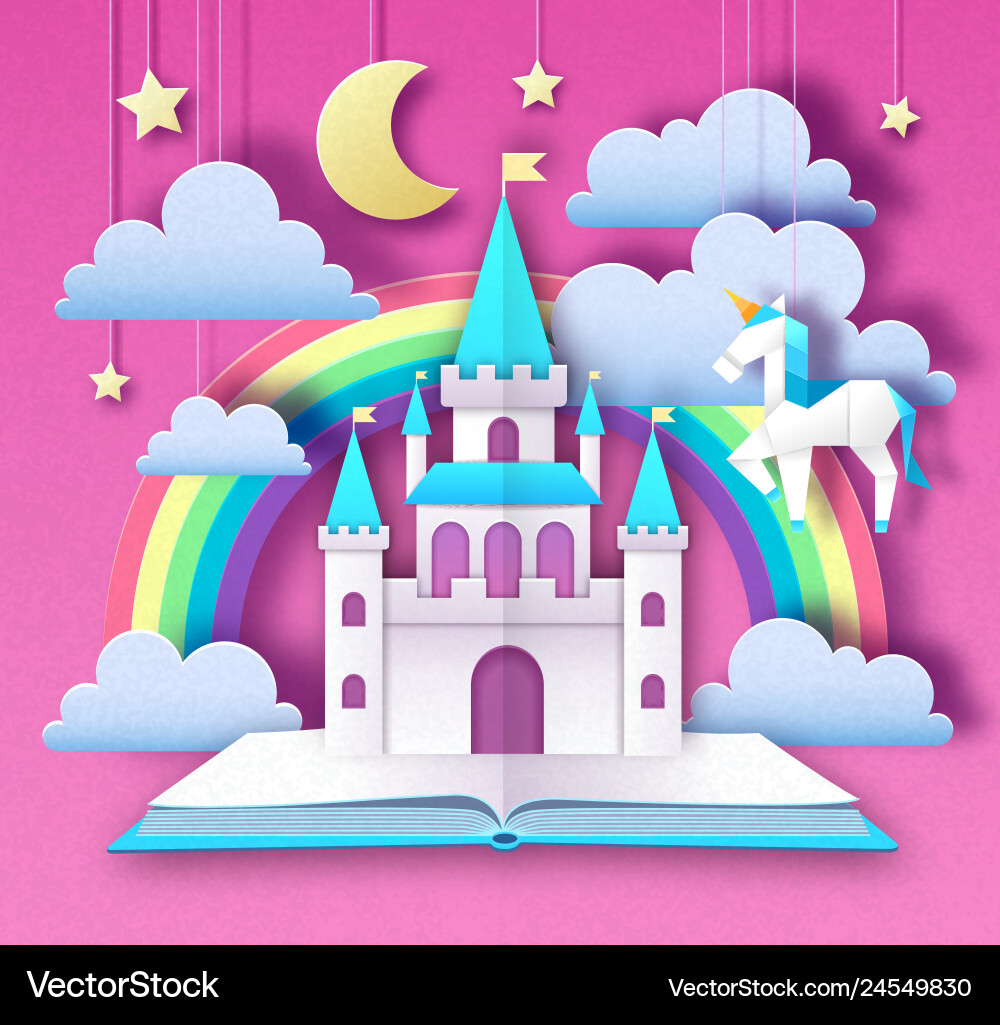 Fantasy animal horse unicorn with rainbow Fantasy animal horse unicorn with rainbow vector image