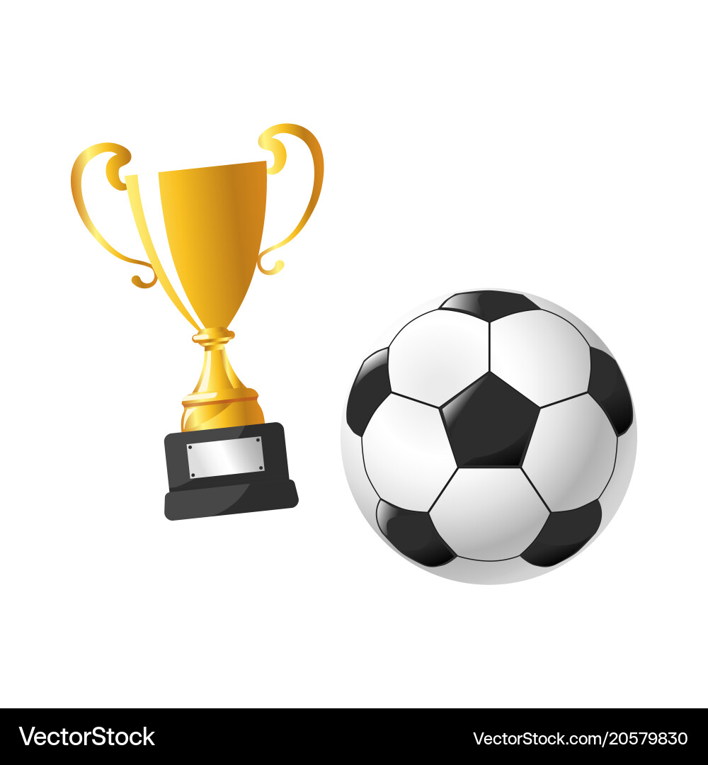 Golden Football Trophy Cup Icon Vector Image