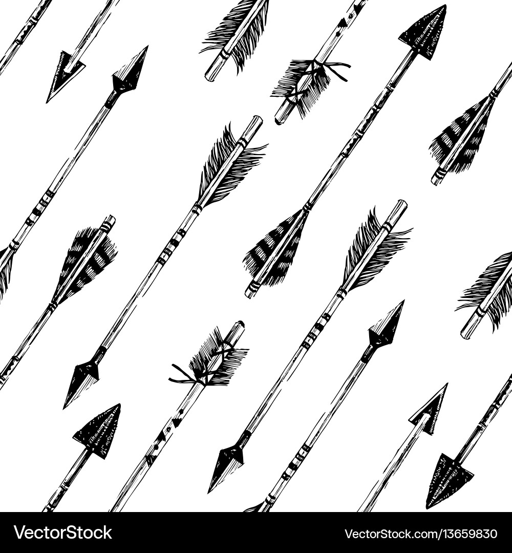 Hand Drawn Arrow Pattern Vector Image