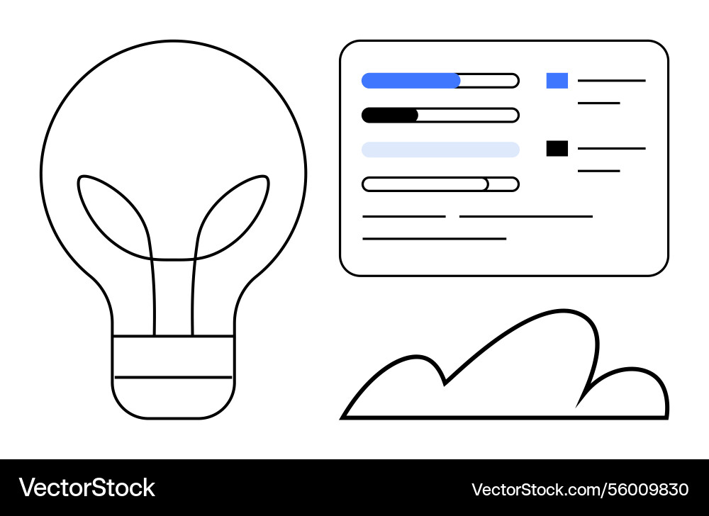 Light bulb with progress dashboard and cloud Vector Image