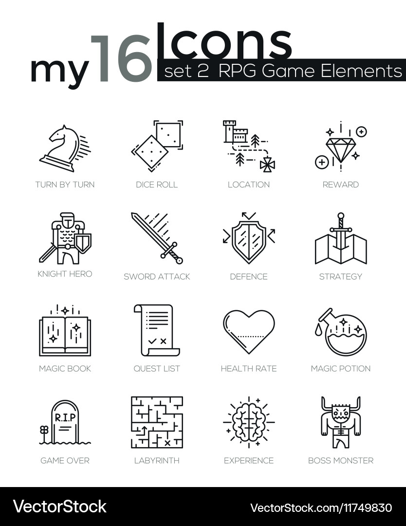 Modern thin line icons set of classic game objects vector image