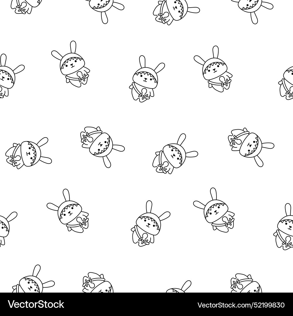Rabbit with bag seamless pattern coloring page Vector Image