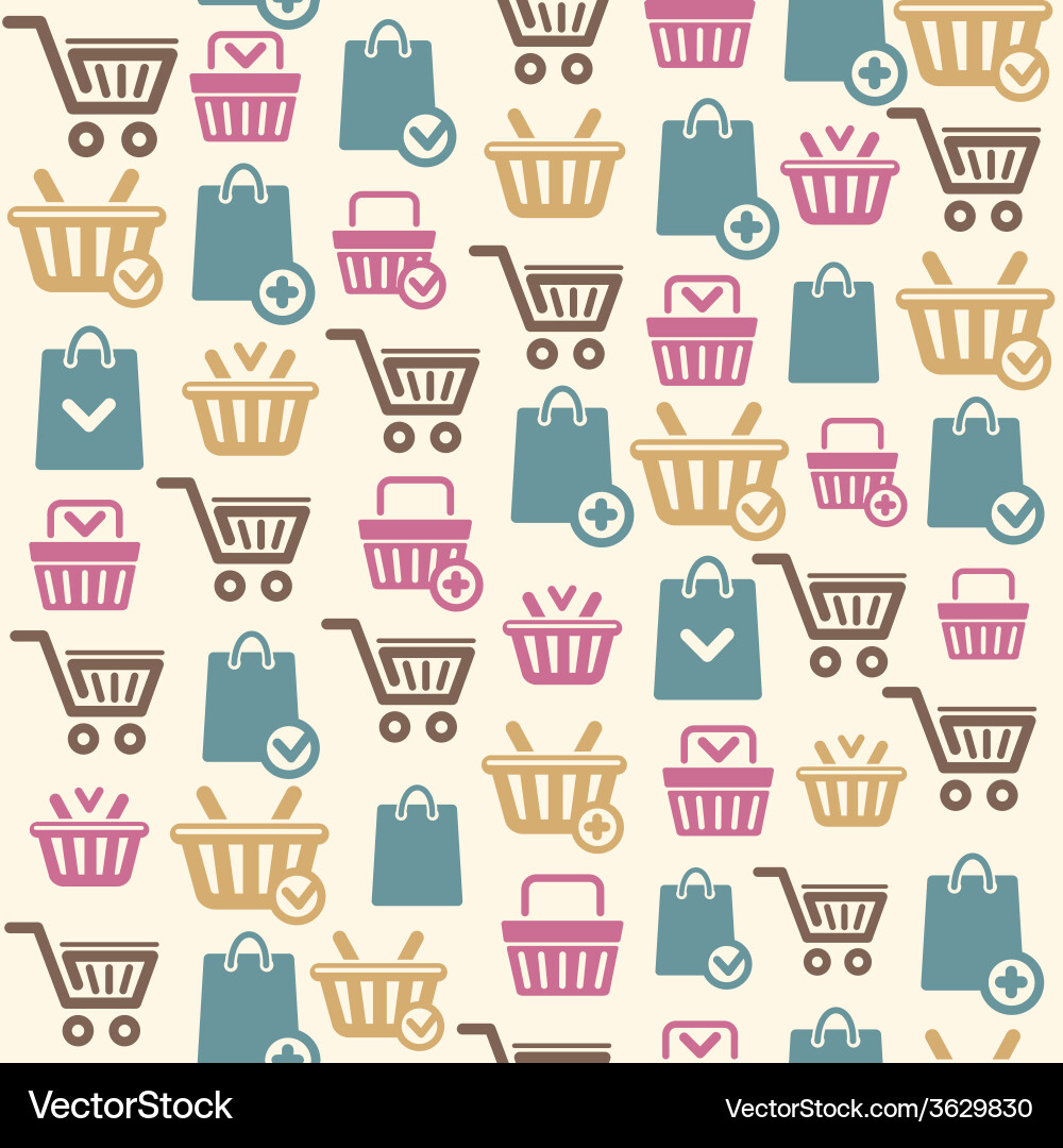 Set of shopping cart icons pattern vector image