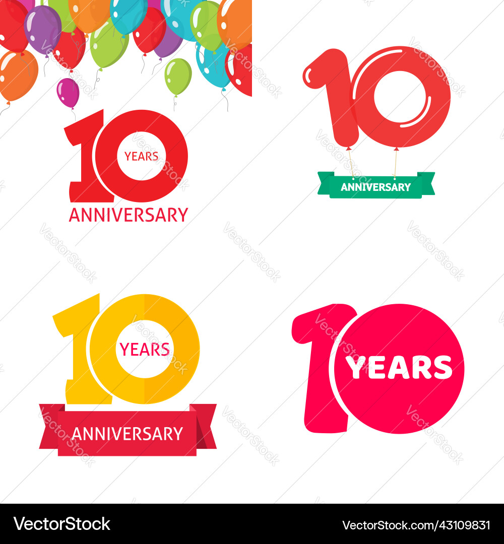 10 year anniversary number logo 10 year anniversary number logo vector image