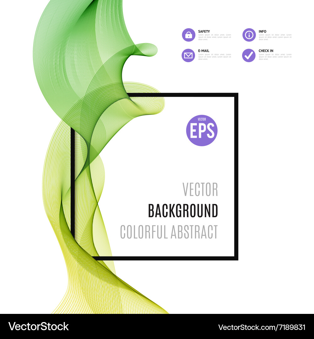 Abstract colourful wave with frame isolated Vector Image