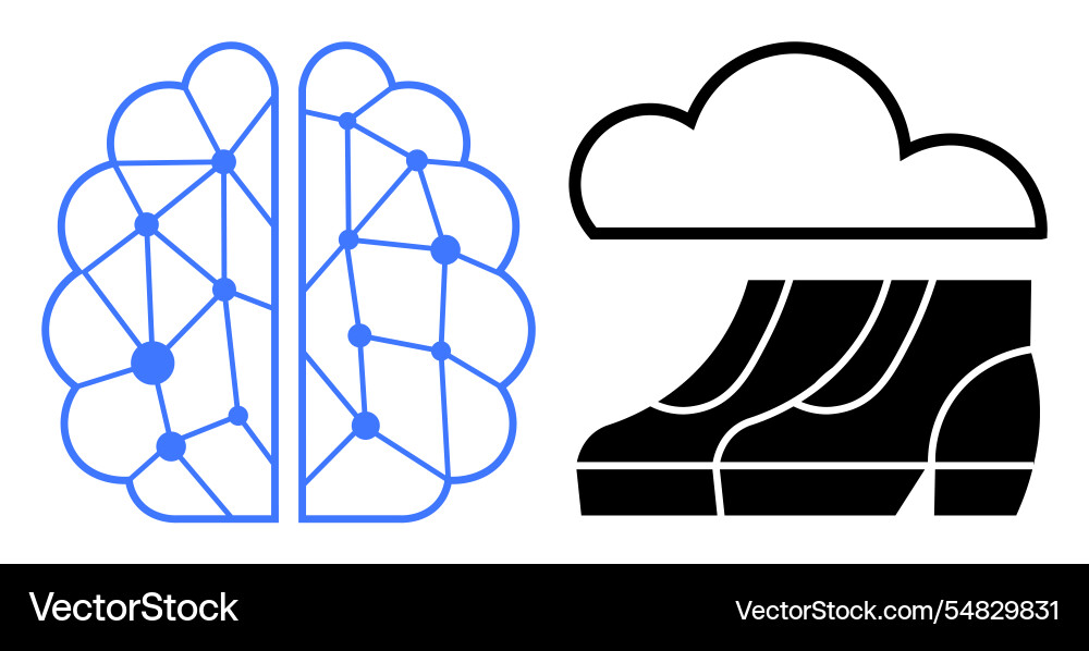 Brain with neural network connection and cloud Brain with neural network connection and cloud vector image