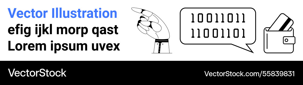 Digital payment concept with robotic hand binary Digital payment concept with robotic hand binary vector image