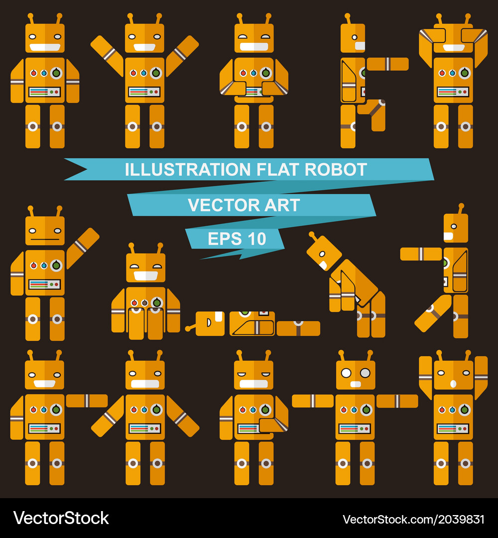 Flat robots Vector Image