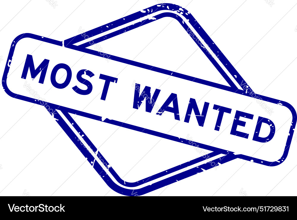 Grunge blue most wanted word rubber seal stamp Grunge blue most wanted word rubber seal stamp vector image