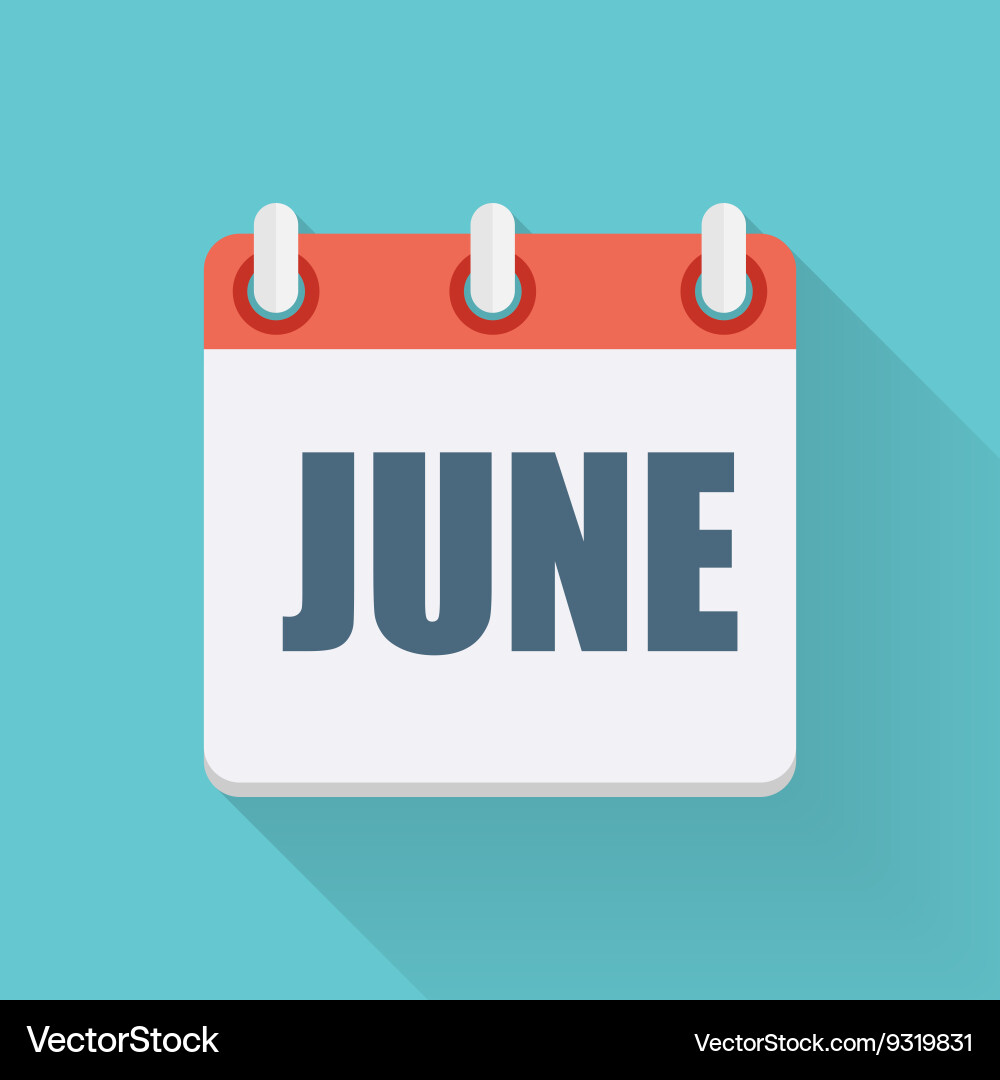 June dates flat icon with long shadow vector image