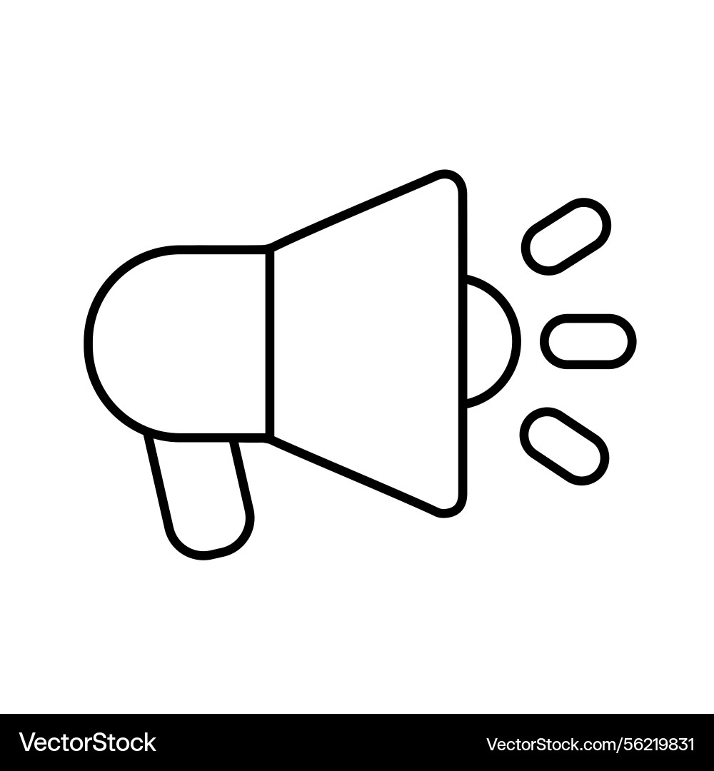 Megaphone with sound linear icon Vector Image