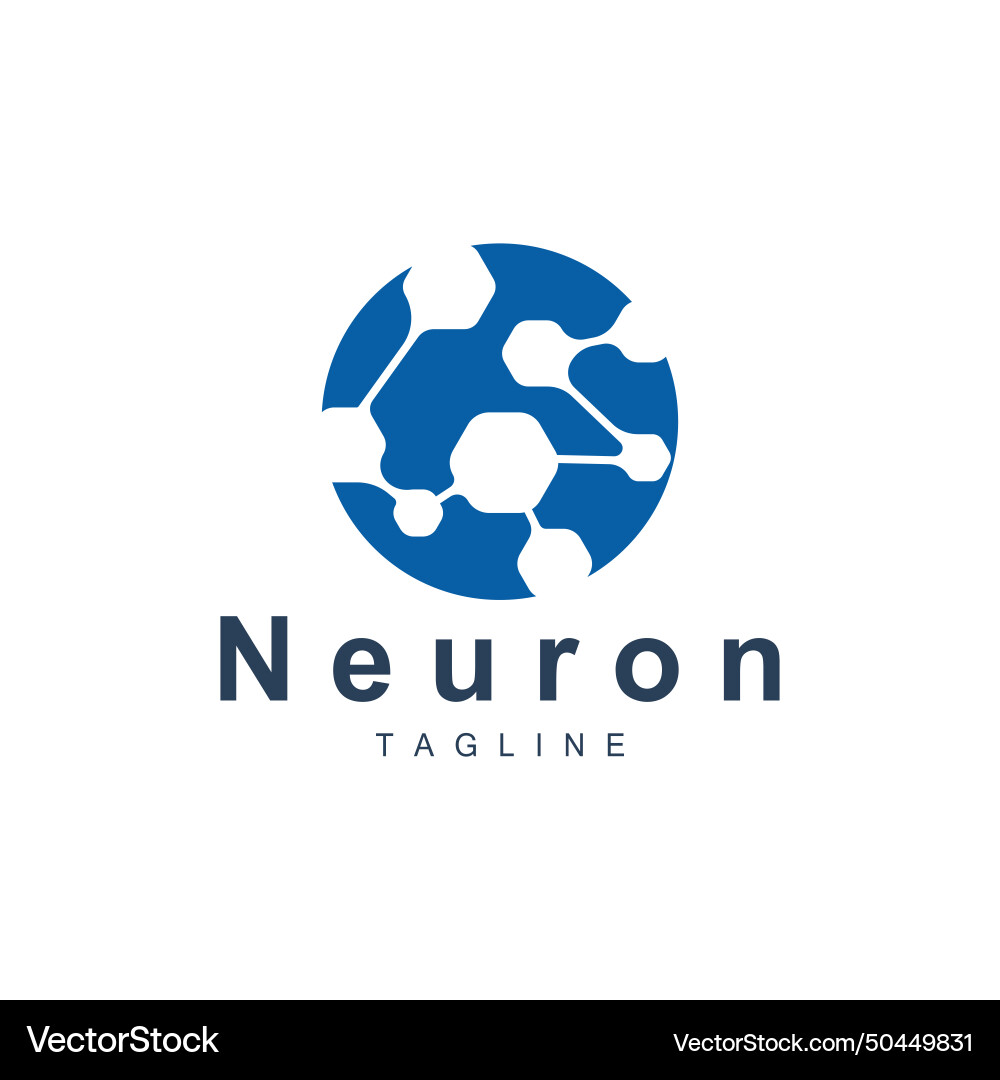 Neuron logo cel dna network and particle Vector Image