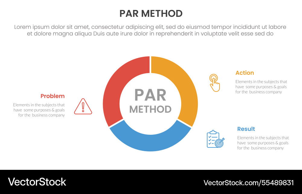 Par method infographic 3 point with circle pie vector image