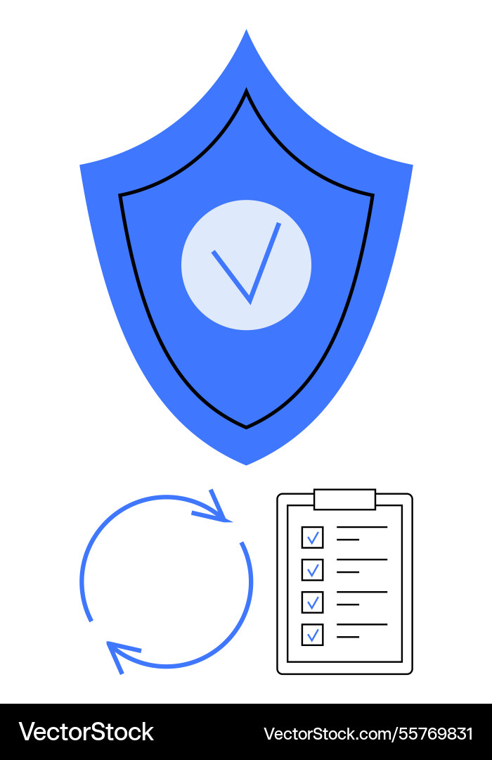 Security shield with checklist and circular vector image