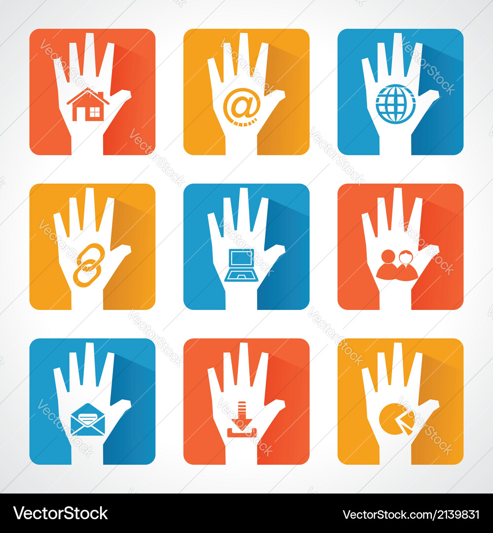Web icons and design with helping hand Vector Image
