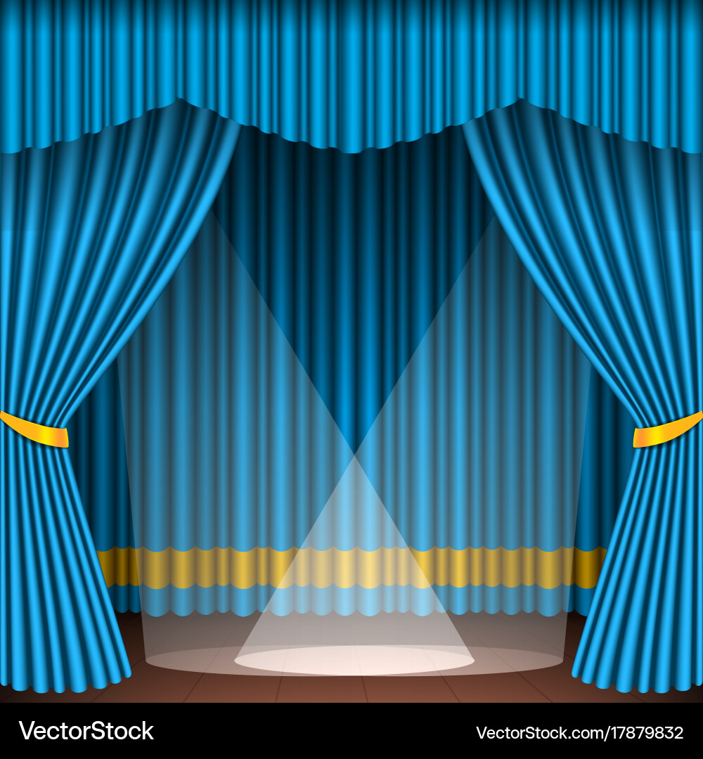 Blue Curtains Theater Stage – Royalty-Free Vector | VectorStock, image size:1000x1080