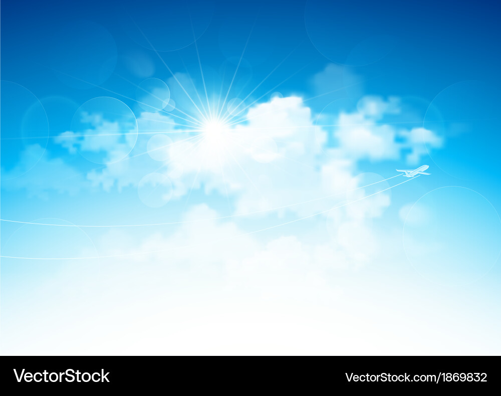 Blue Sky with Airplane vector image