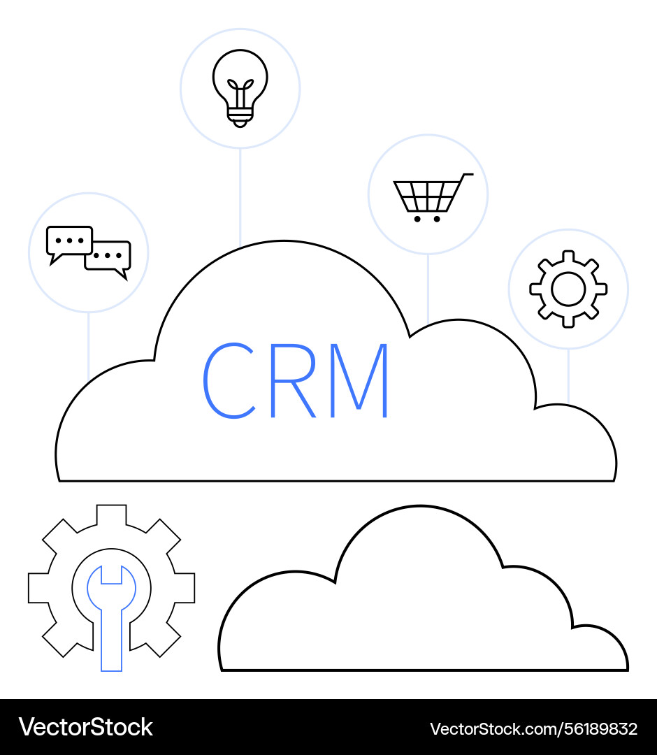 Cloud-based crm system integrating tools Cloud-based crm system integrating tools Vector Image