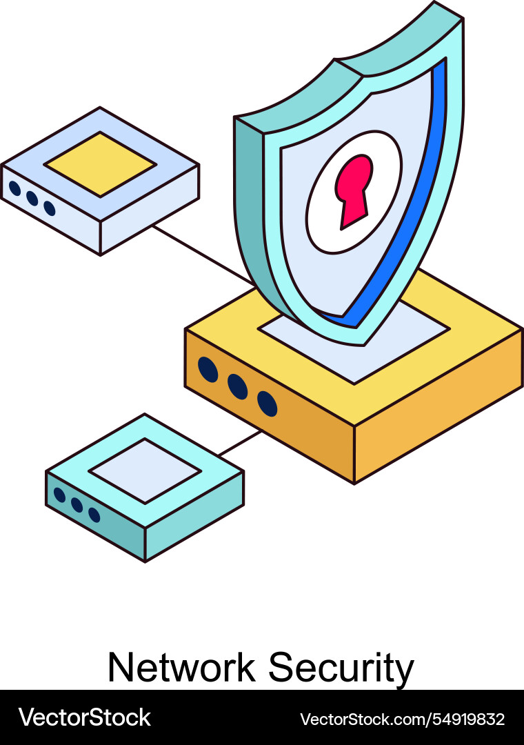 Cloud networking isometric filled outline Vector Image