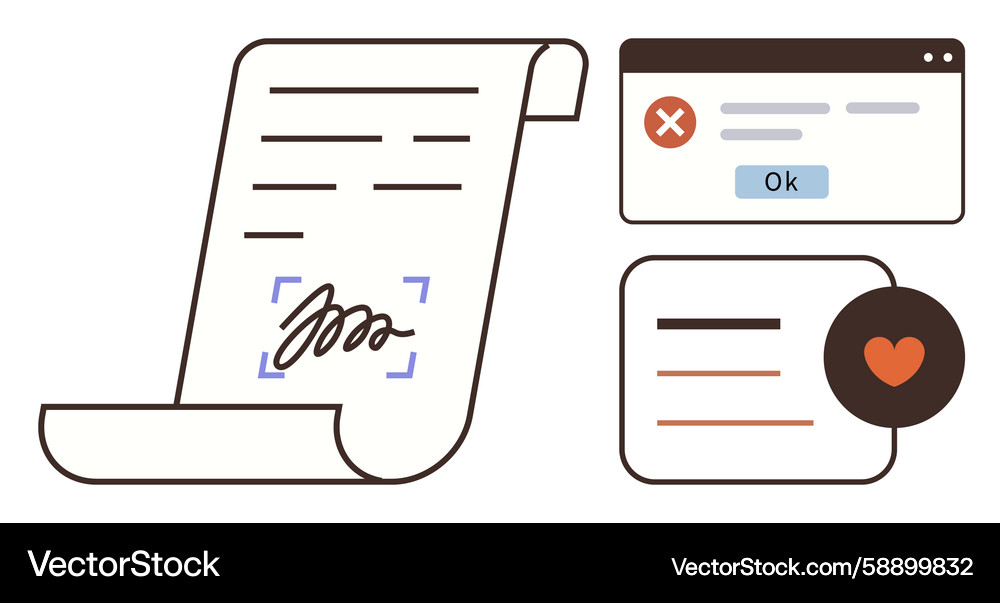 Document Error & Signature Vector Image