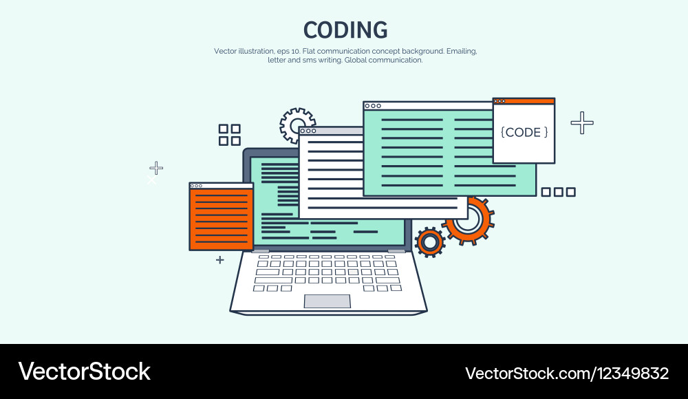 Flat background coding vector image