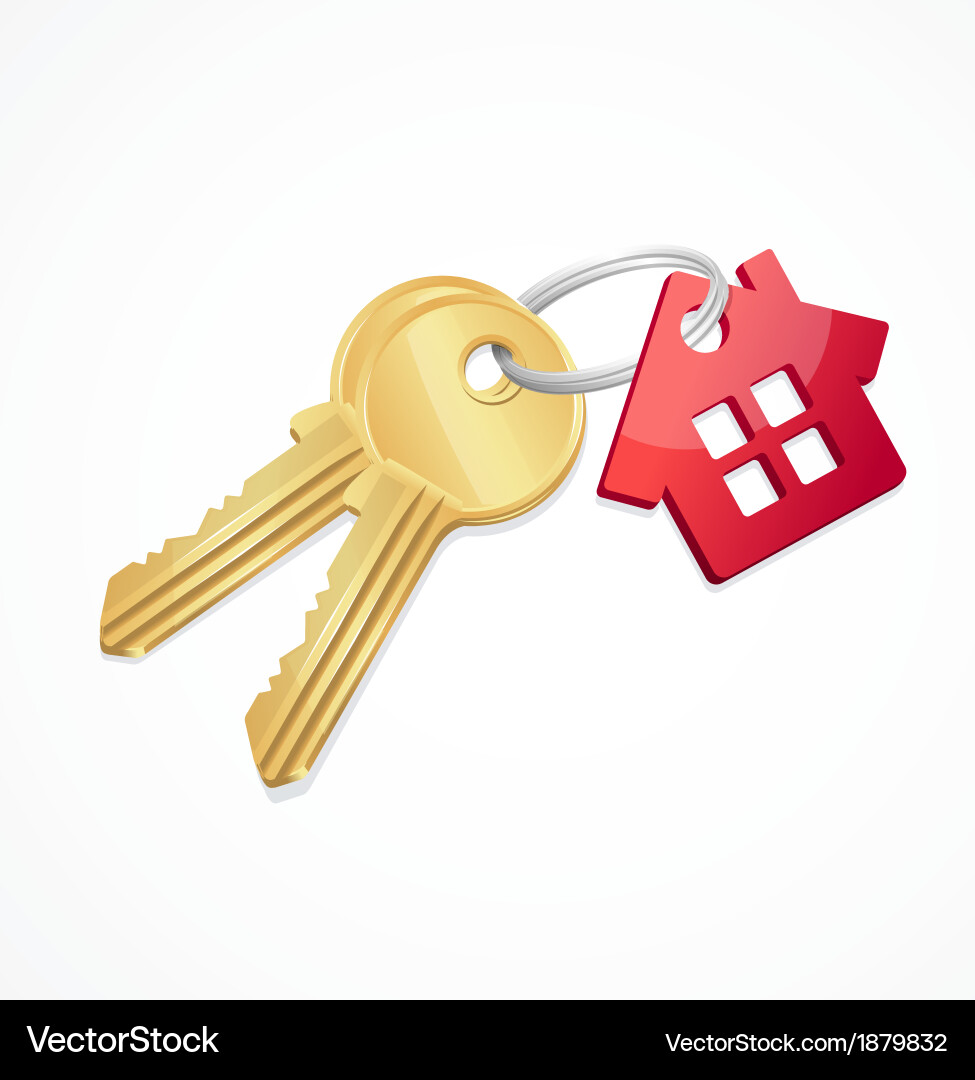 Golden Keys with Red Keychain vector image
