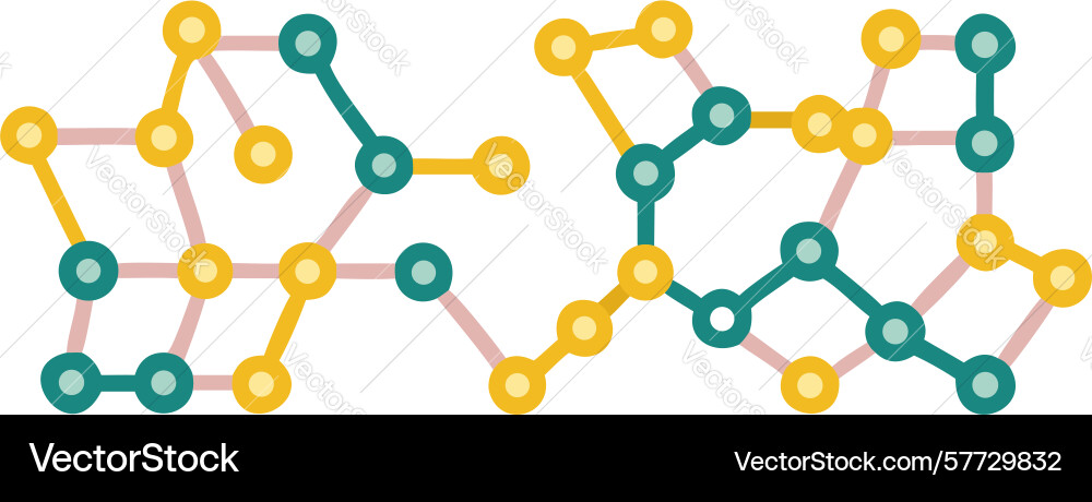 Interconnected nodes network abstract art design vector image
