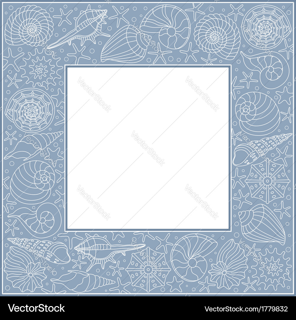Seashell Frame with Ocean Elements Vector Image