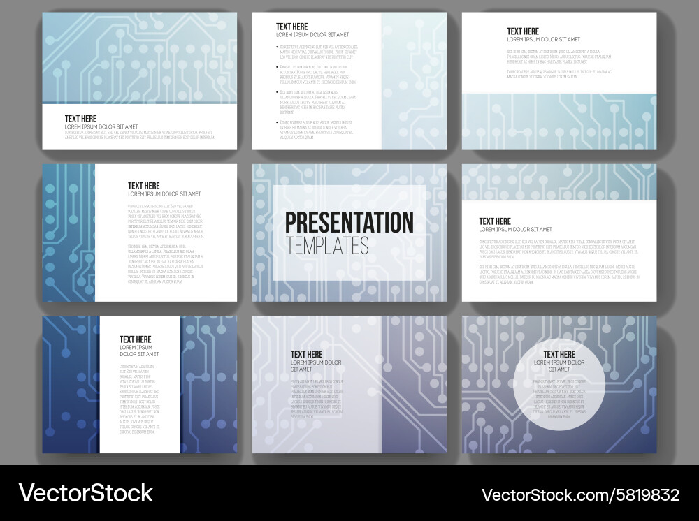 Set of 9 templates for presentation slides vector image