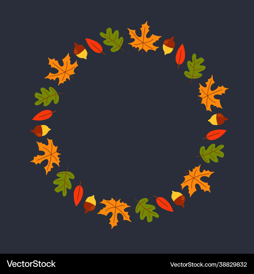 Wreath autumn leaves and fruit in watercolor Wreath autumn leaves and fruit in watercolor vector image