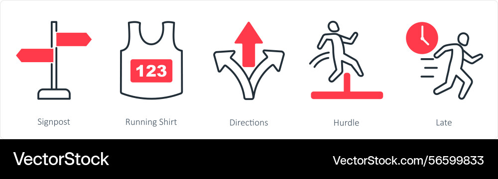 A set of 5 running icons as signpost Vector Image