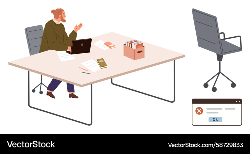 Business professional dealing with computer error Vector Image
