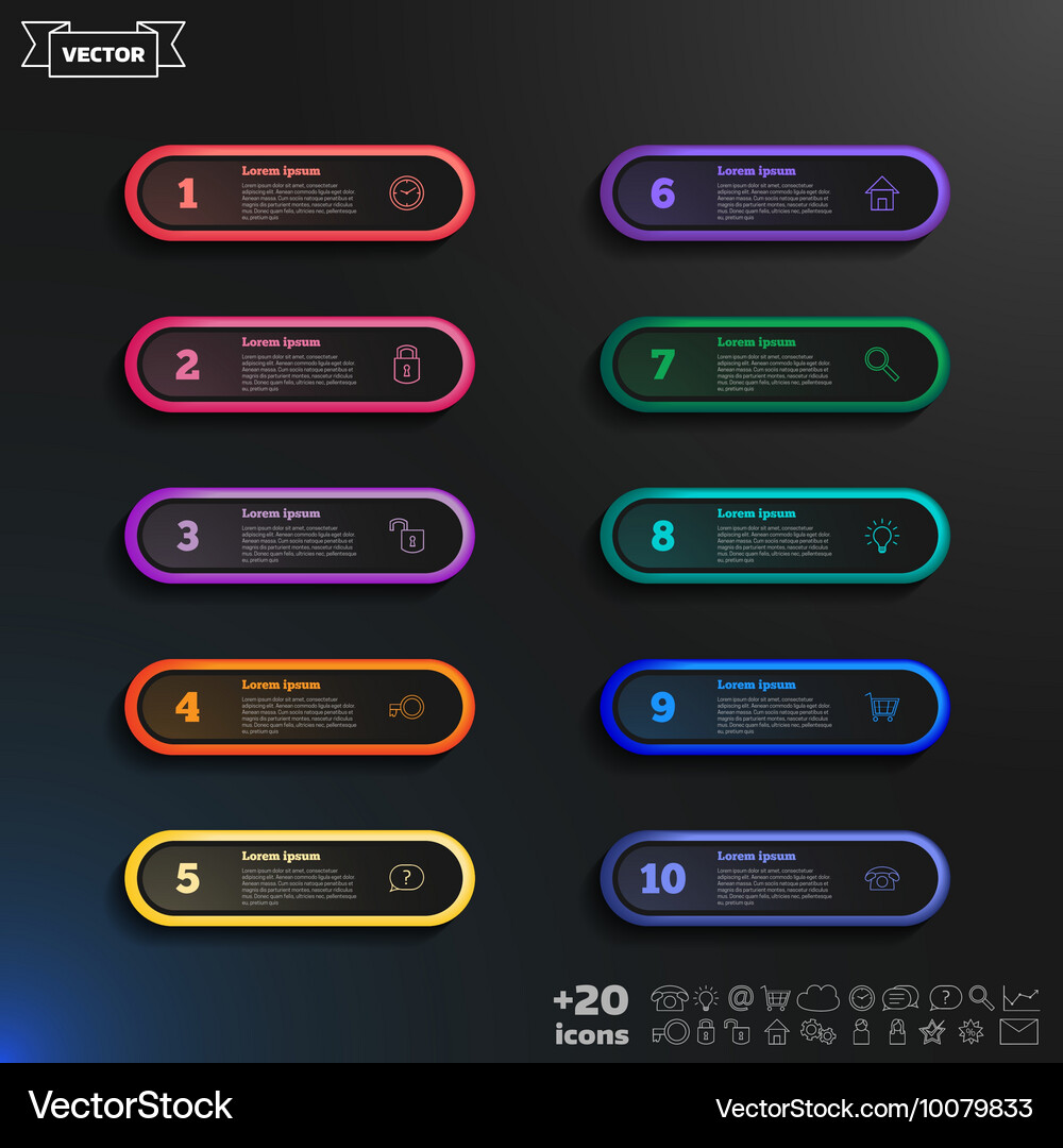Infographic design list with colorful circles Vector Image