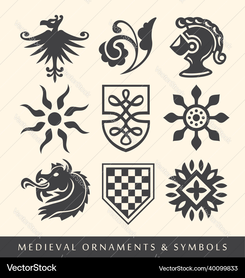 Medieval symbols and ornaments Medieval symbols and ornaments vector image
