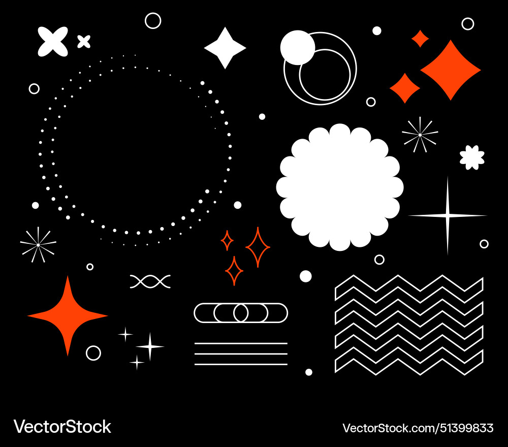 Modern and abstract y2k retro shapes in collection Vector Image