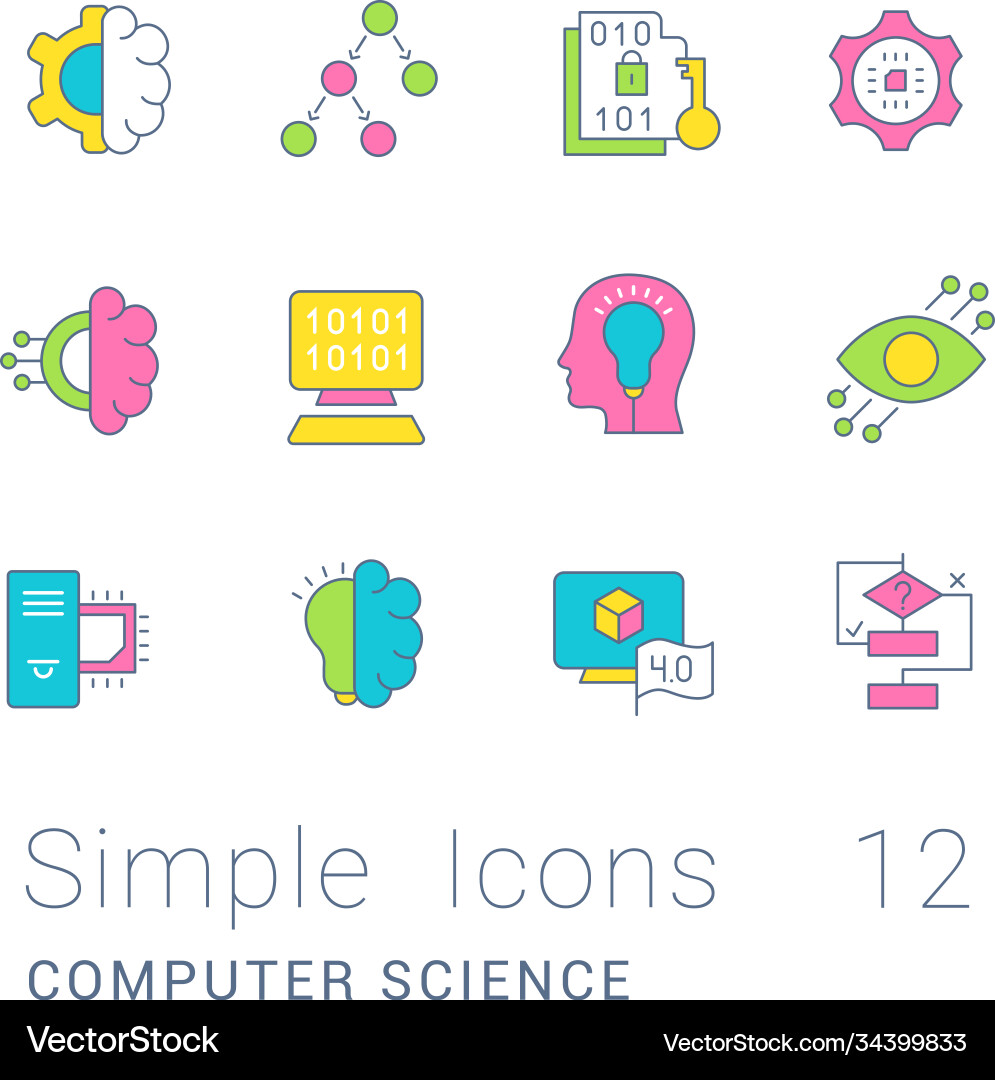 Set simple line icons computer science Set simple line icons computer science vector image